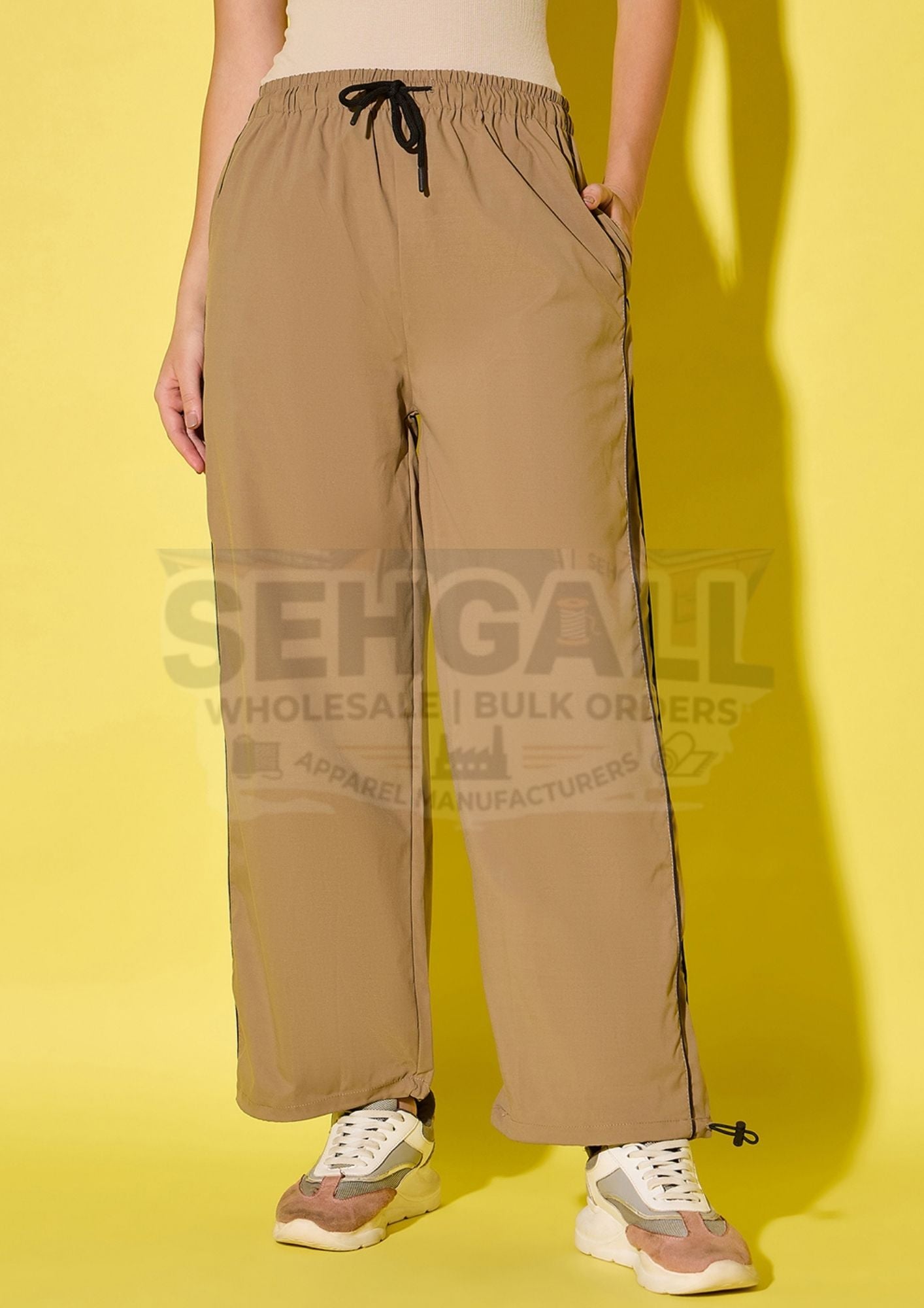 Women's Polyester Jogger Track Pants with Ankle Drawstring-3535