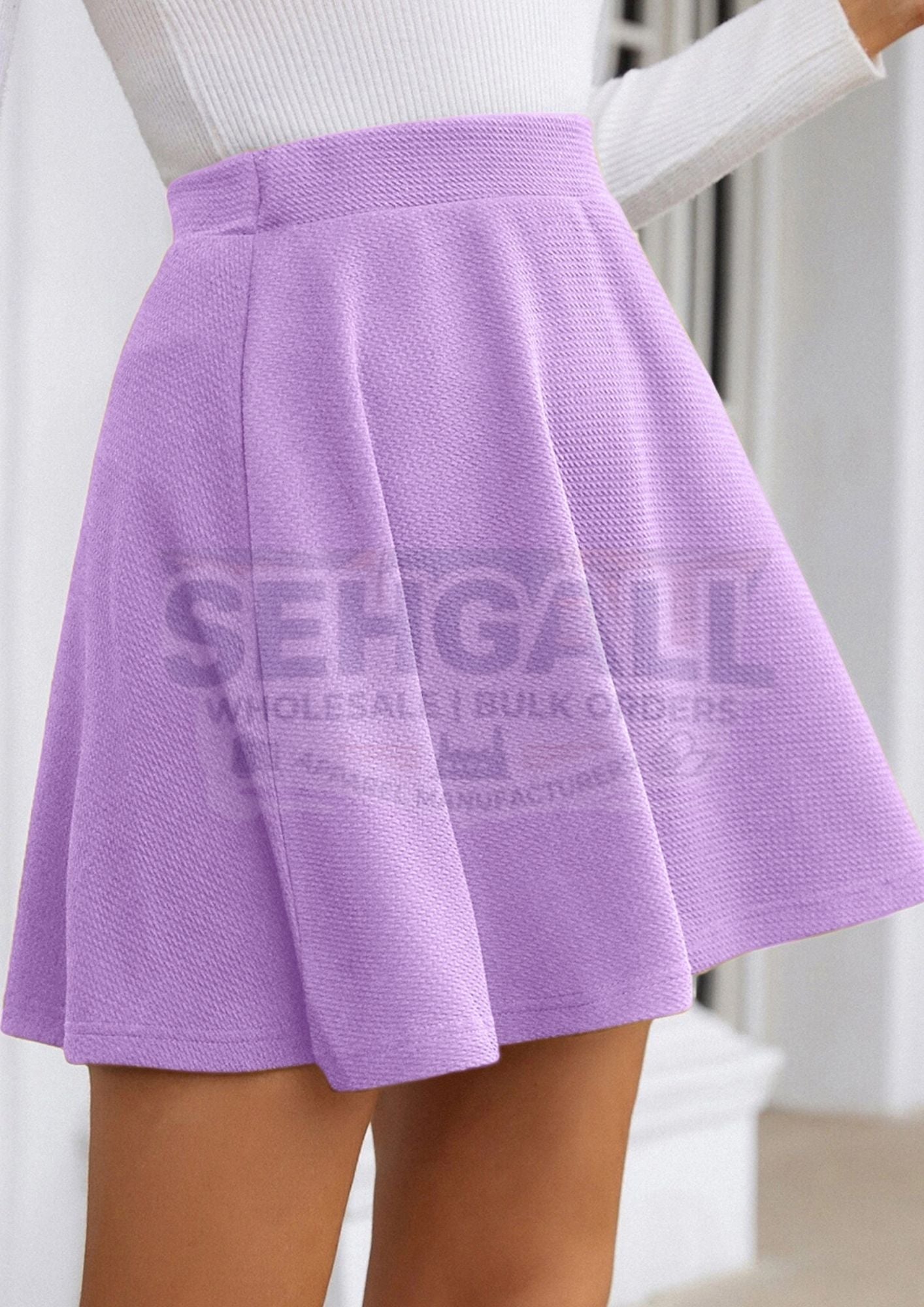 Solid Women Mini Flared Skirt-3120