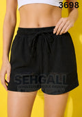 Textured Drawstring Elastic Waist Casual Relaxed Fit Shorts-3698