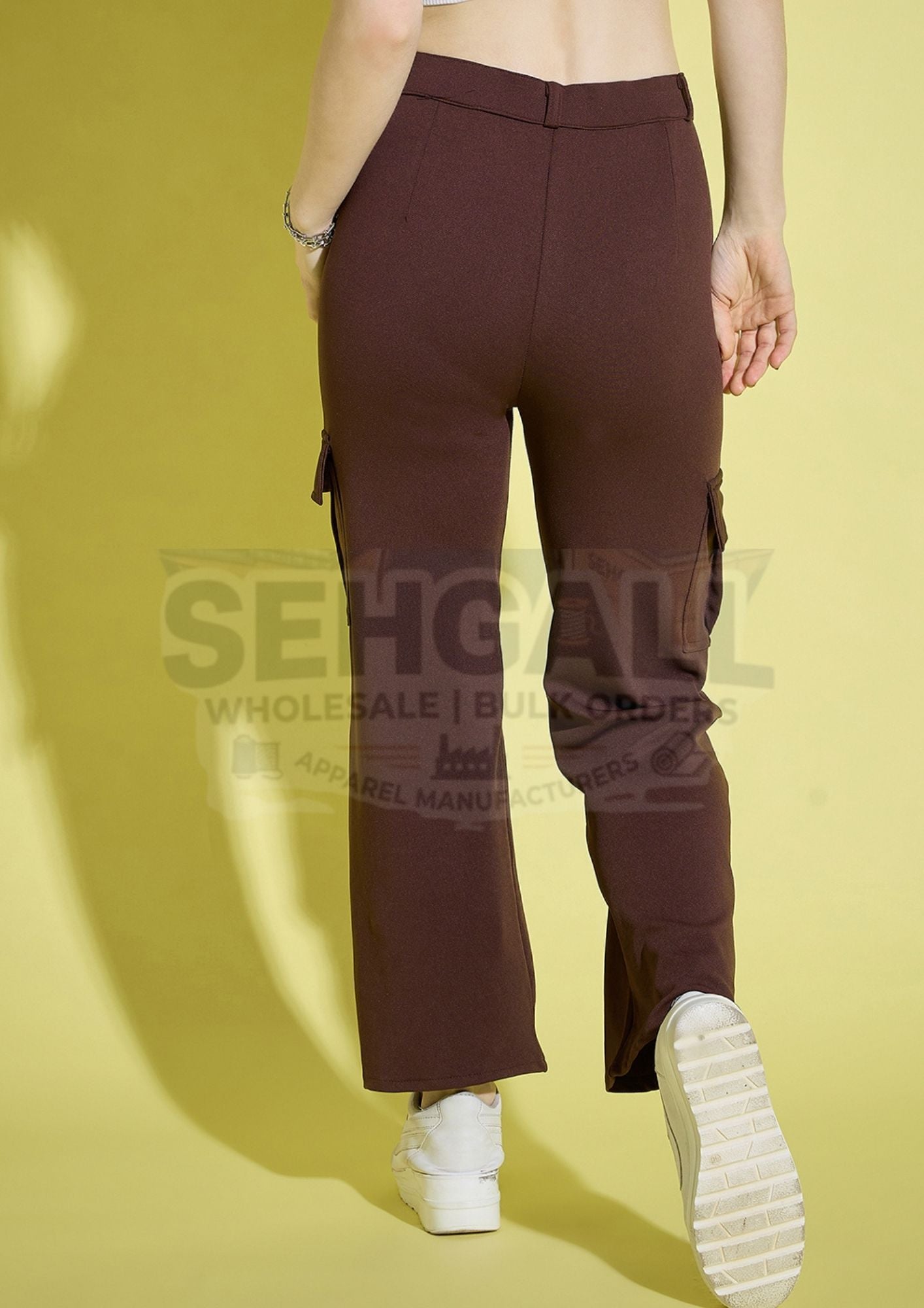 Women Straight Fit Solid Cargo Pant-3388