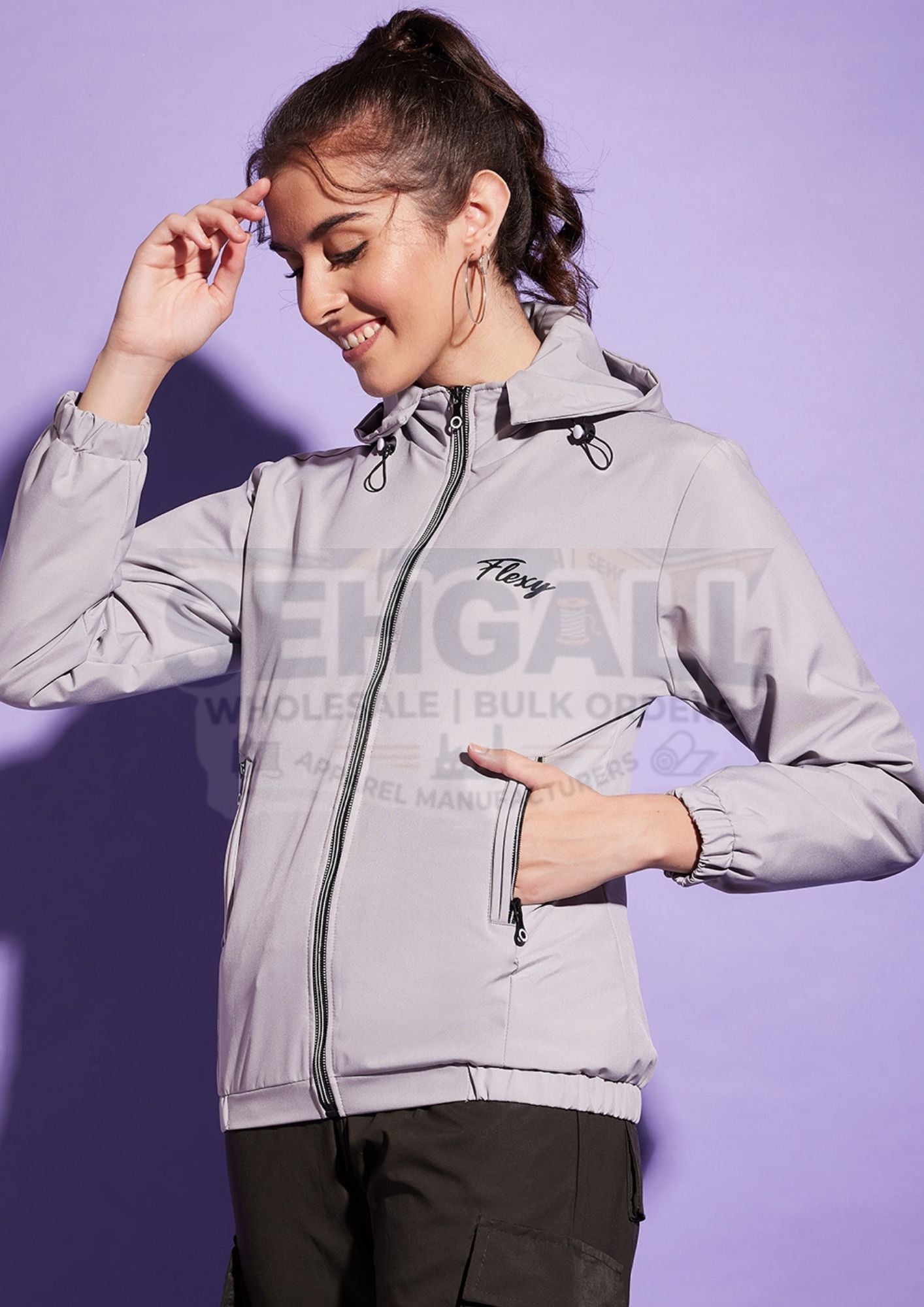 Windcheater Jacket with Hoodie For Women-3348