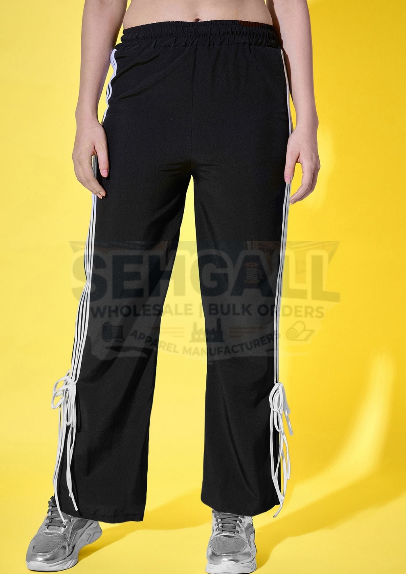 Sporty Women Track Pant with Side Stripes and Ankle Tie Detail-3560