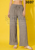 Women's Textured Wide Leg Drawstring Palazzo Pants-3697