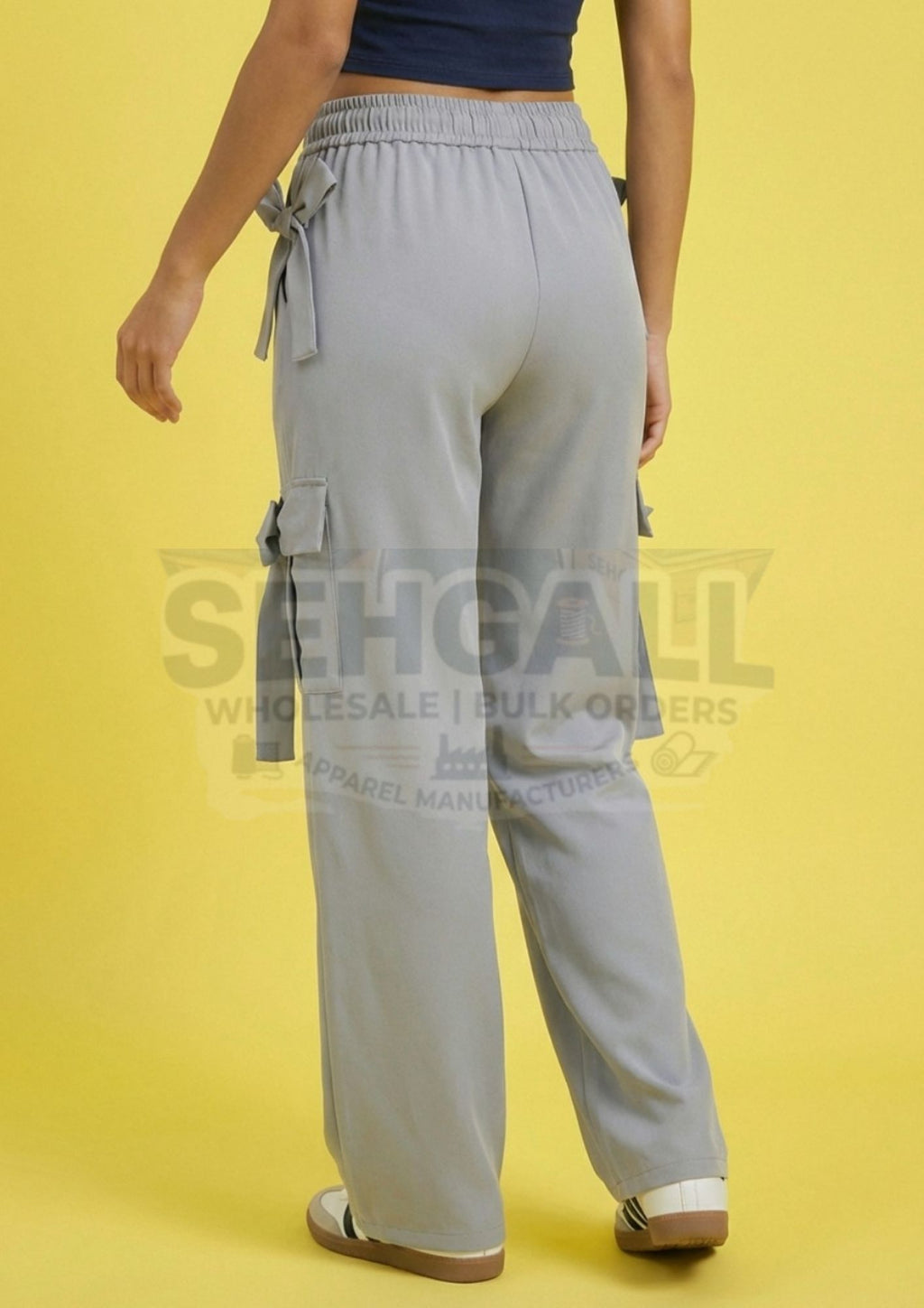 Relaxed Fit Cargo Pants with Bow Pocket Detail -3669