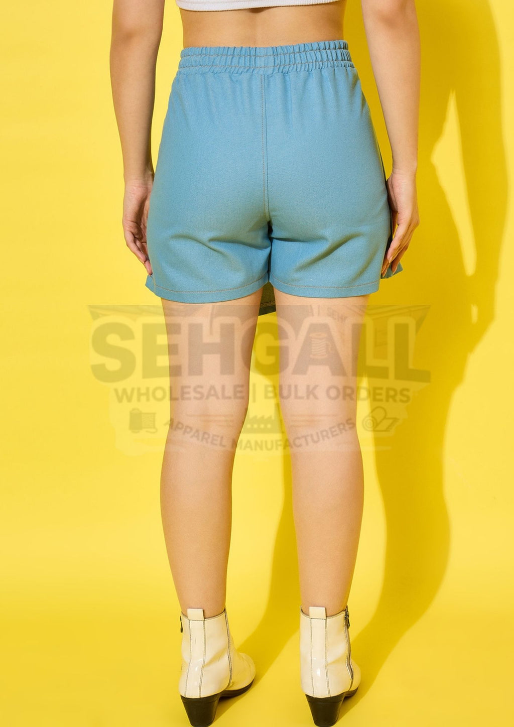 High Waist Front Skirt Back Shorts Denim Women’s Mini Skort-3518