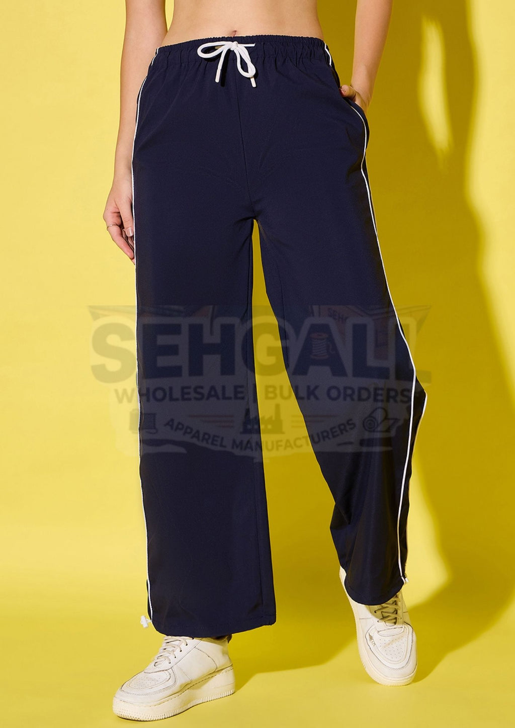 Women's Polyester Jogger Track Pants with Ankle Drawstring-3535