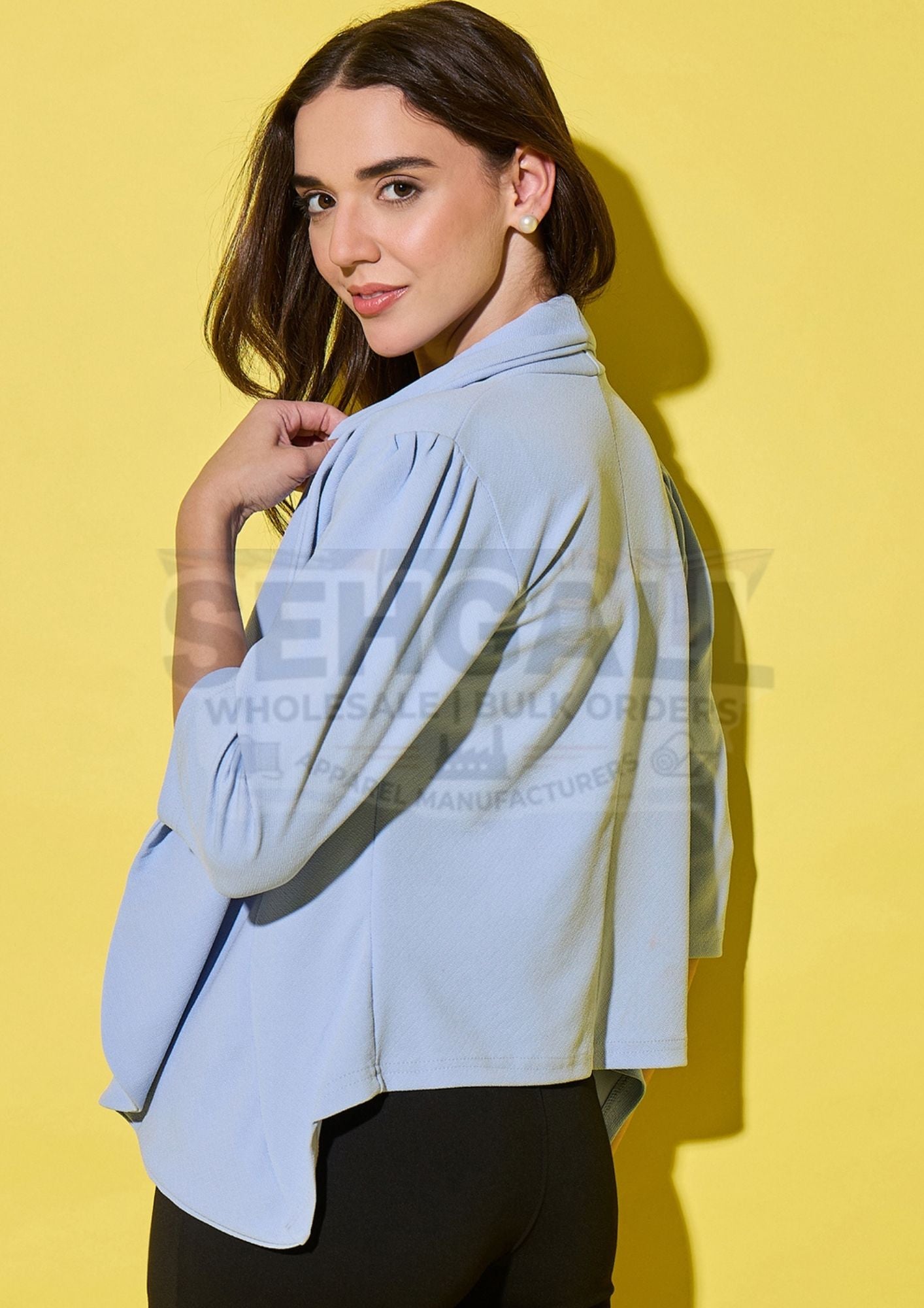 Open Front Solid Women's Blazer-3448