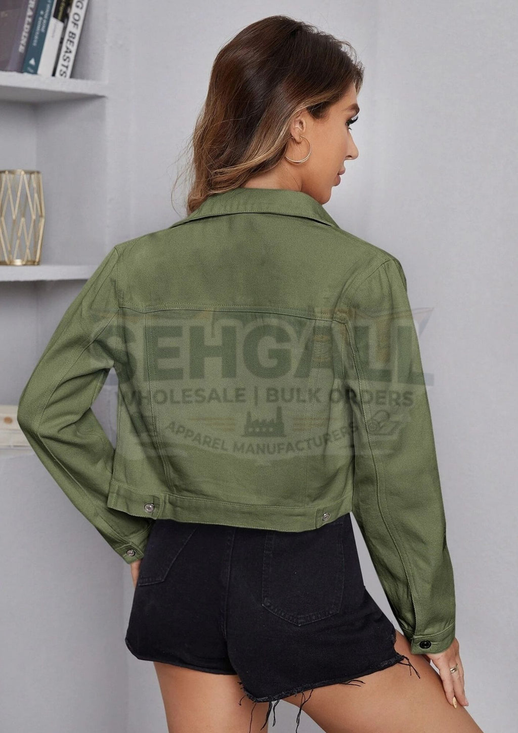 Twill Button Front Women Regular Jacket-2623