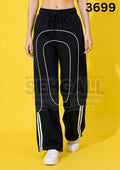 Women's Wide Leg Track Pants with Contrast Piping-3699