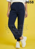 Women's Track Pants with Elastic Waist Side Stripes-3658