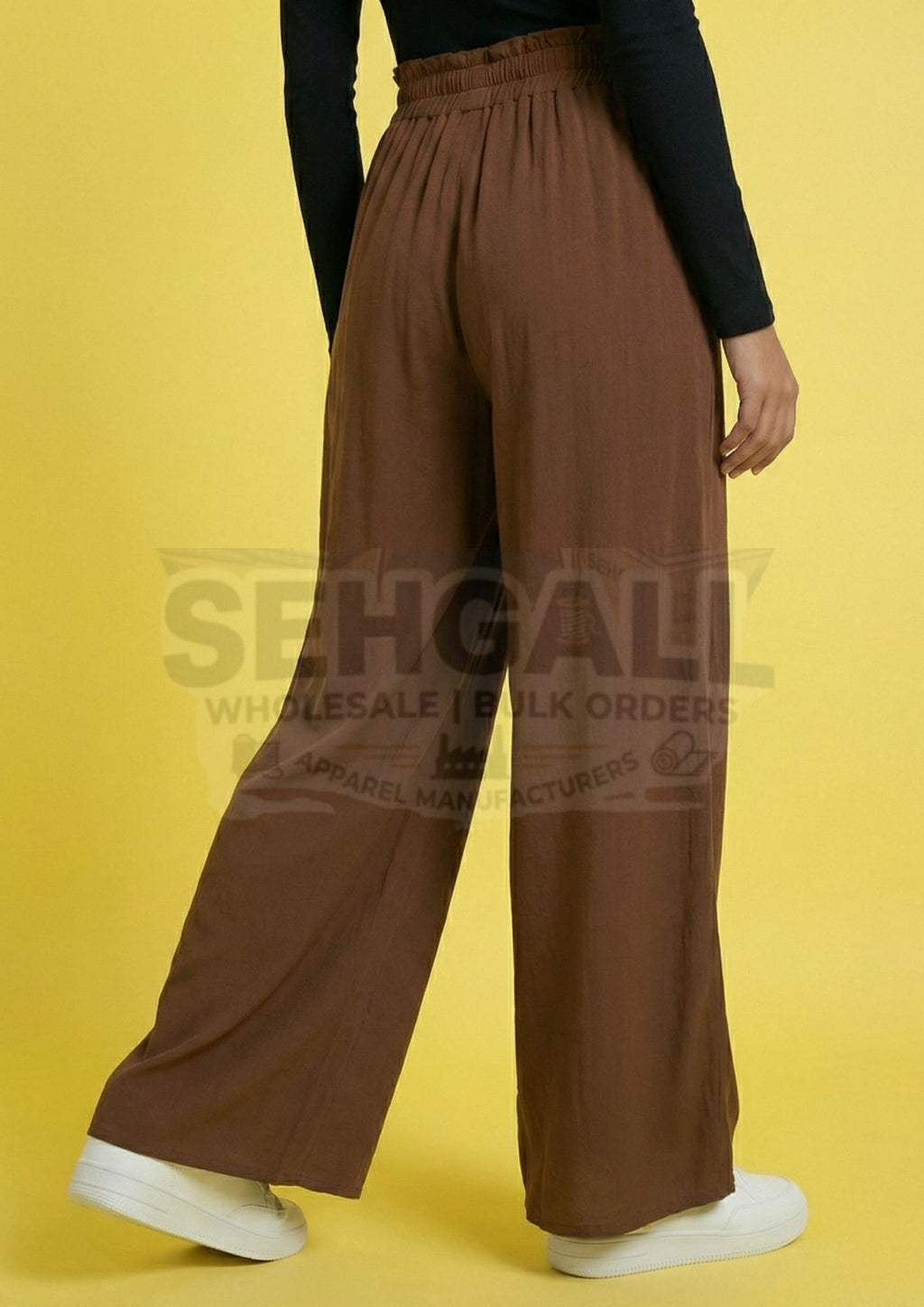 Women's Brown Wide Leg Trouser Palazzo Pant-3659