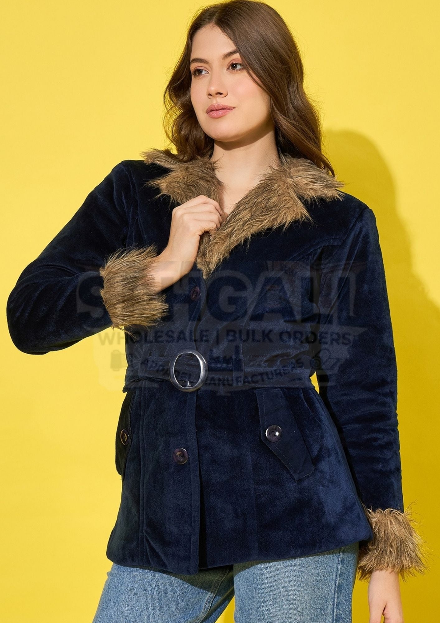 Velvet Winter Coat Jacket For Women-2672