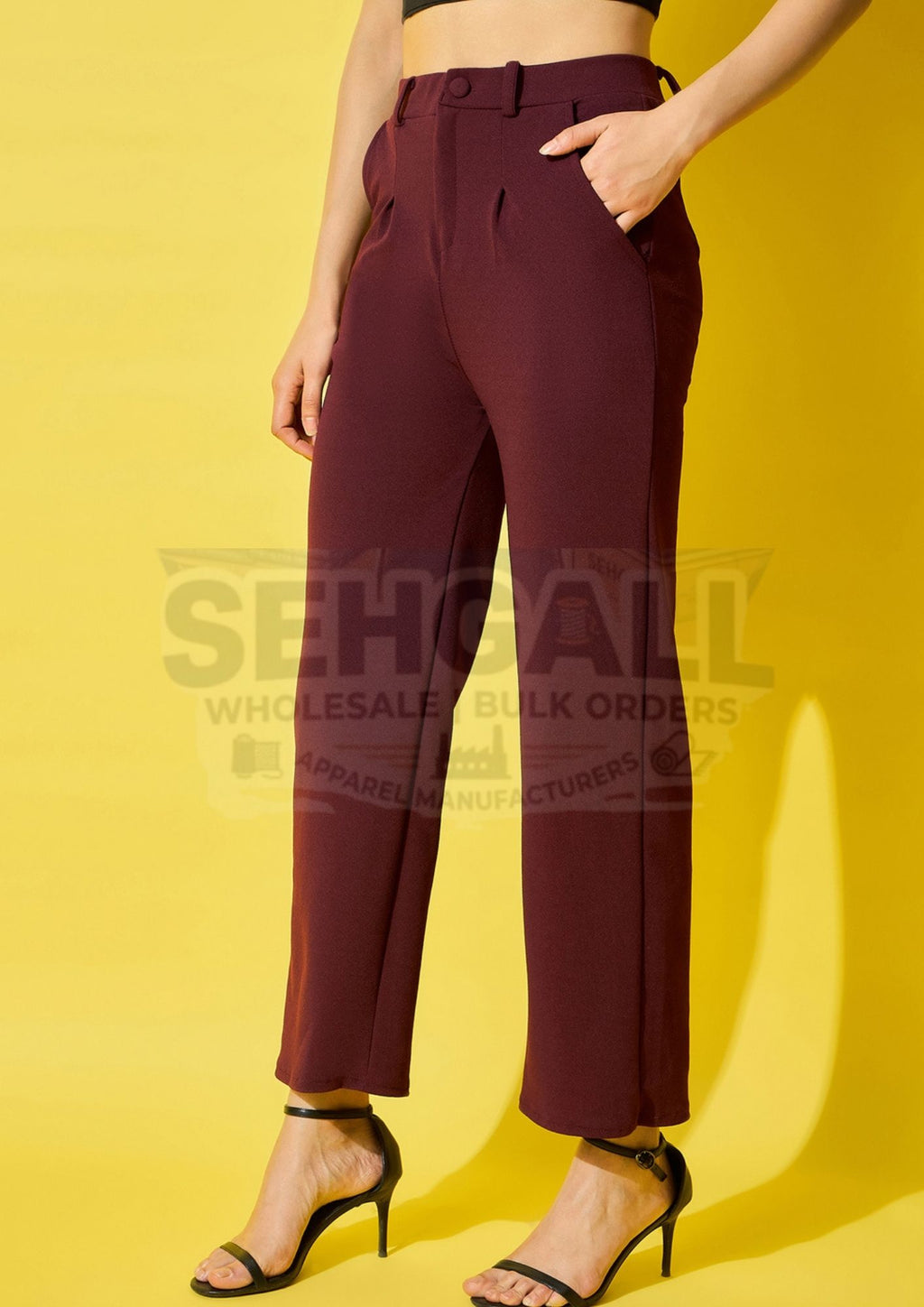 High Waist Solid Formal Women's Trouser Pant-3507