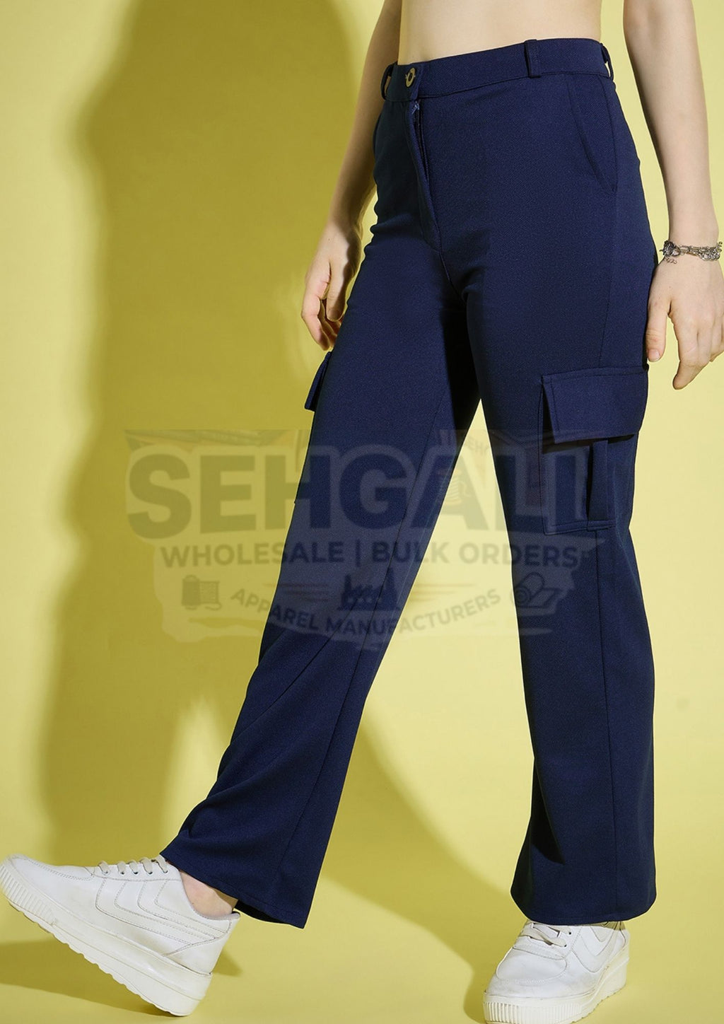 Women Straight Fit Solid Cargo Pant-3388