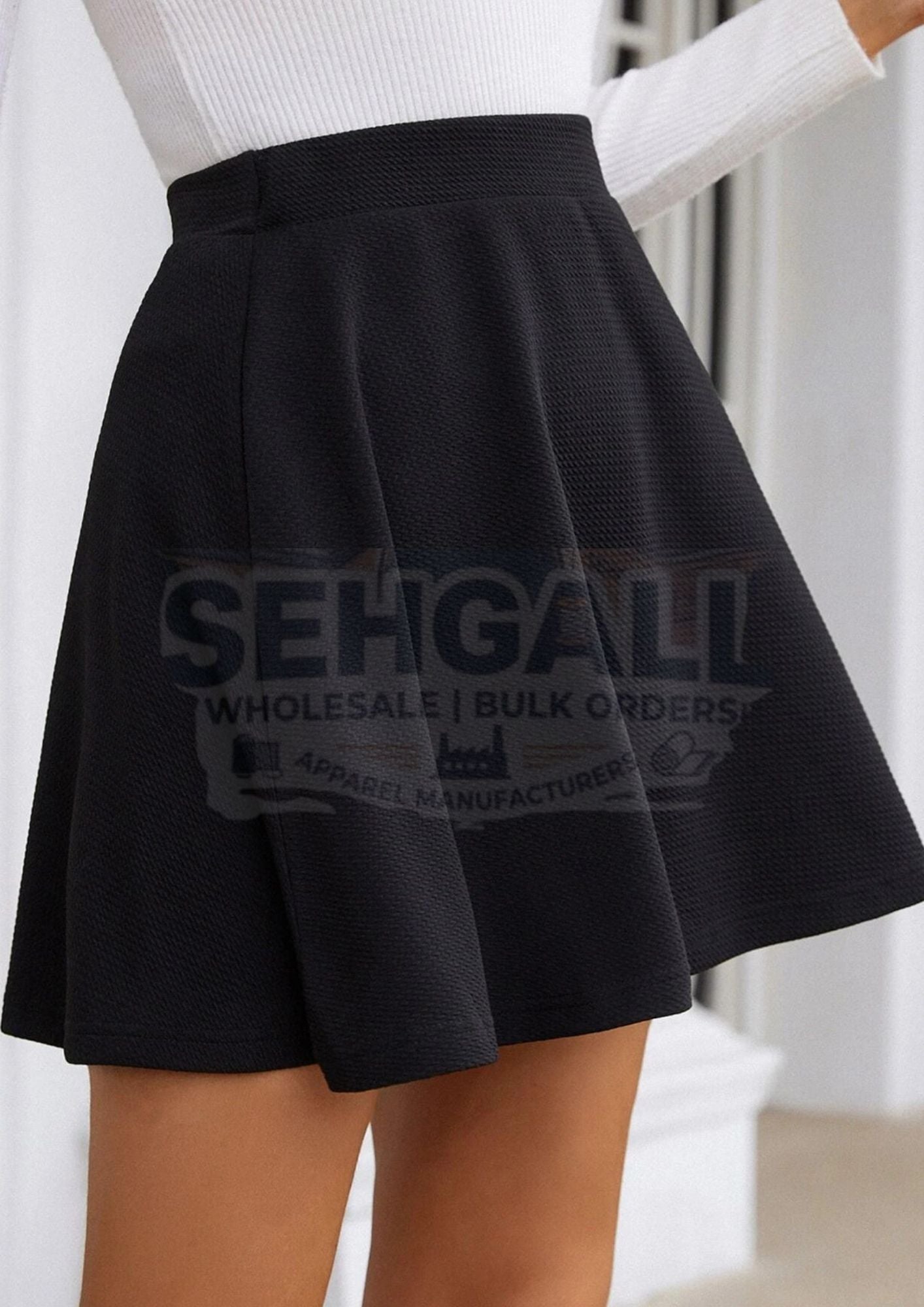 Solid Women Mini Flared Skirt-3120