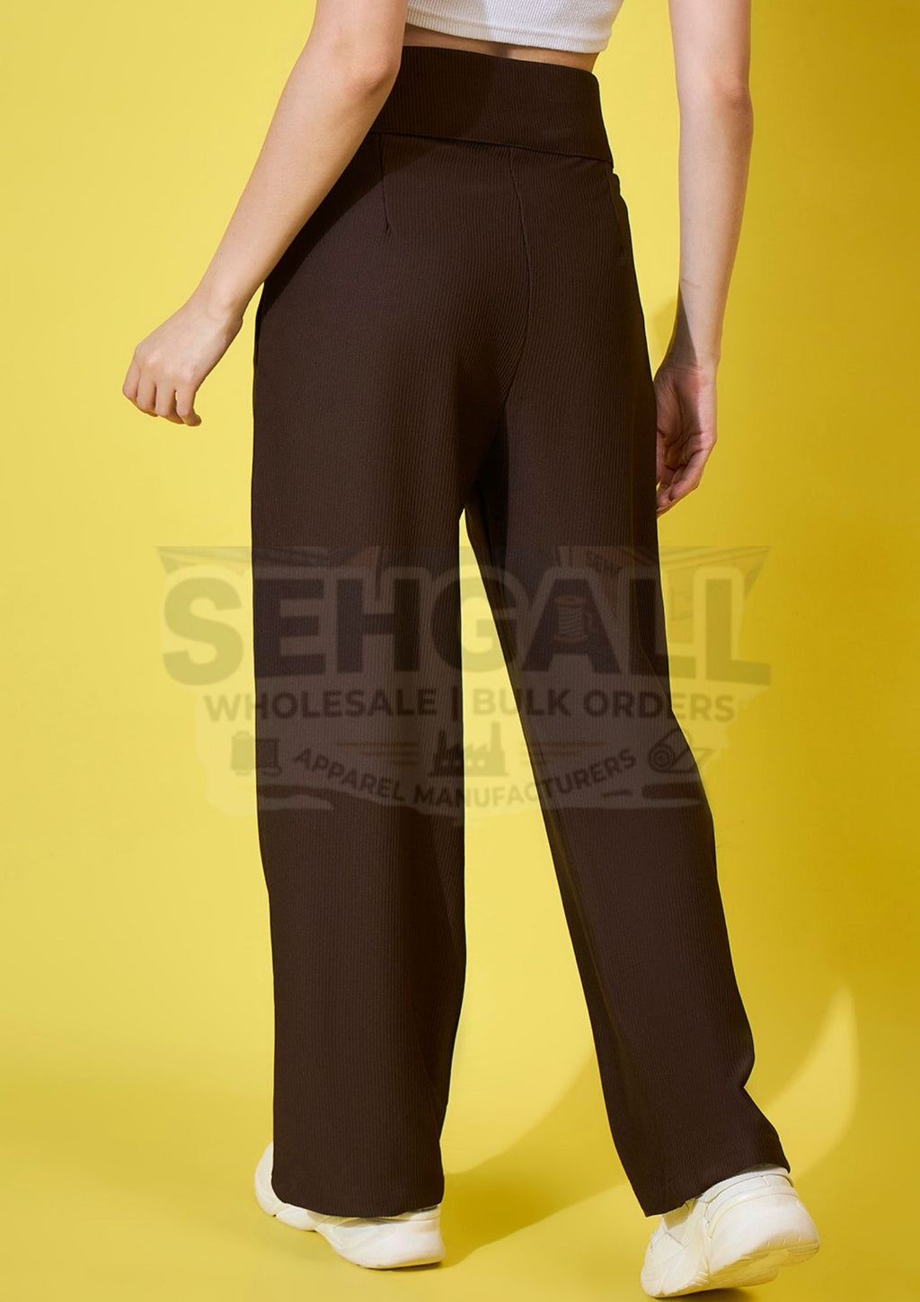 Cotton Ribbed Non-Stretchable Women’s Trouser Pant-3591