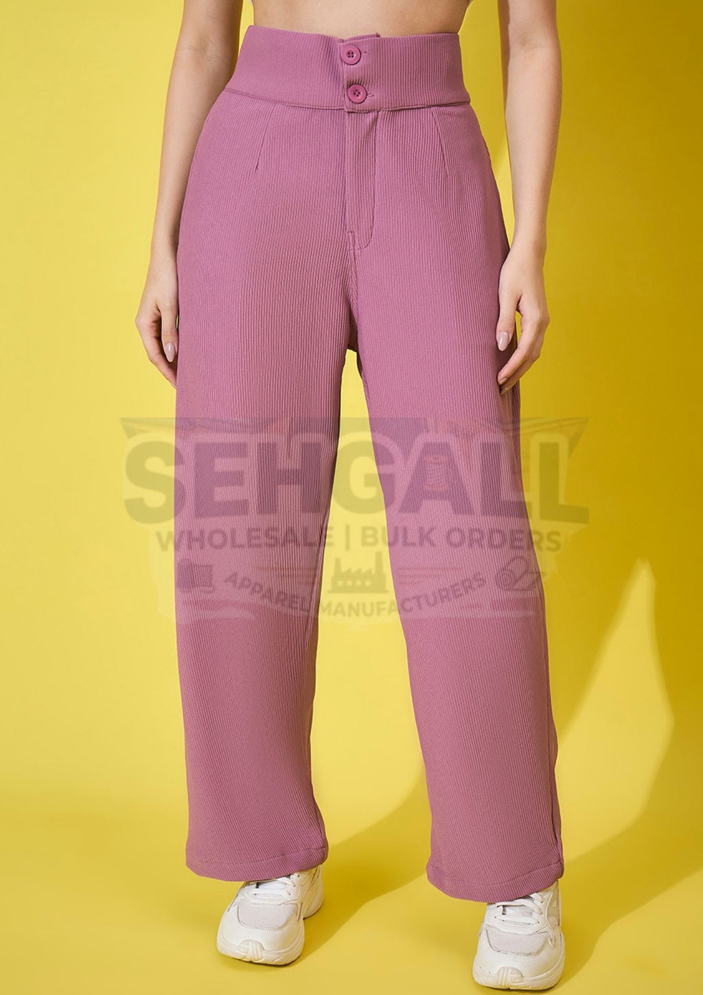 Cotton Ribbed Non-Stretchable Women’s Trouser Pant-3591