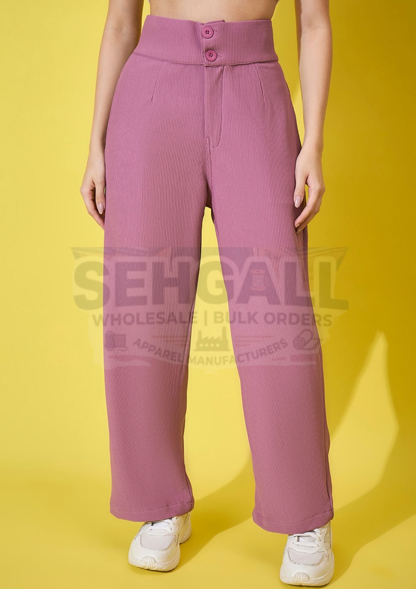 Cotton Ribbed Non-Stretchable Women’s Trouser Pant-3591