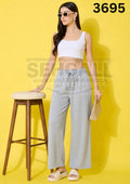 Women's Textured Wide Leg Drawstring Palazzo Pants-3695