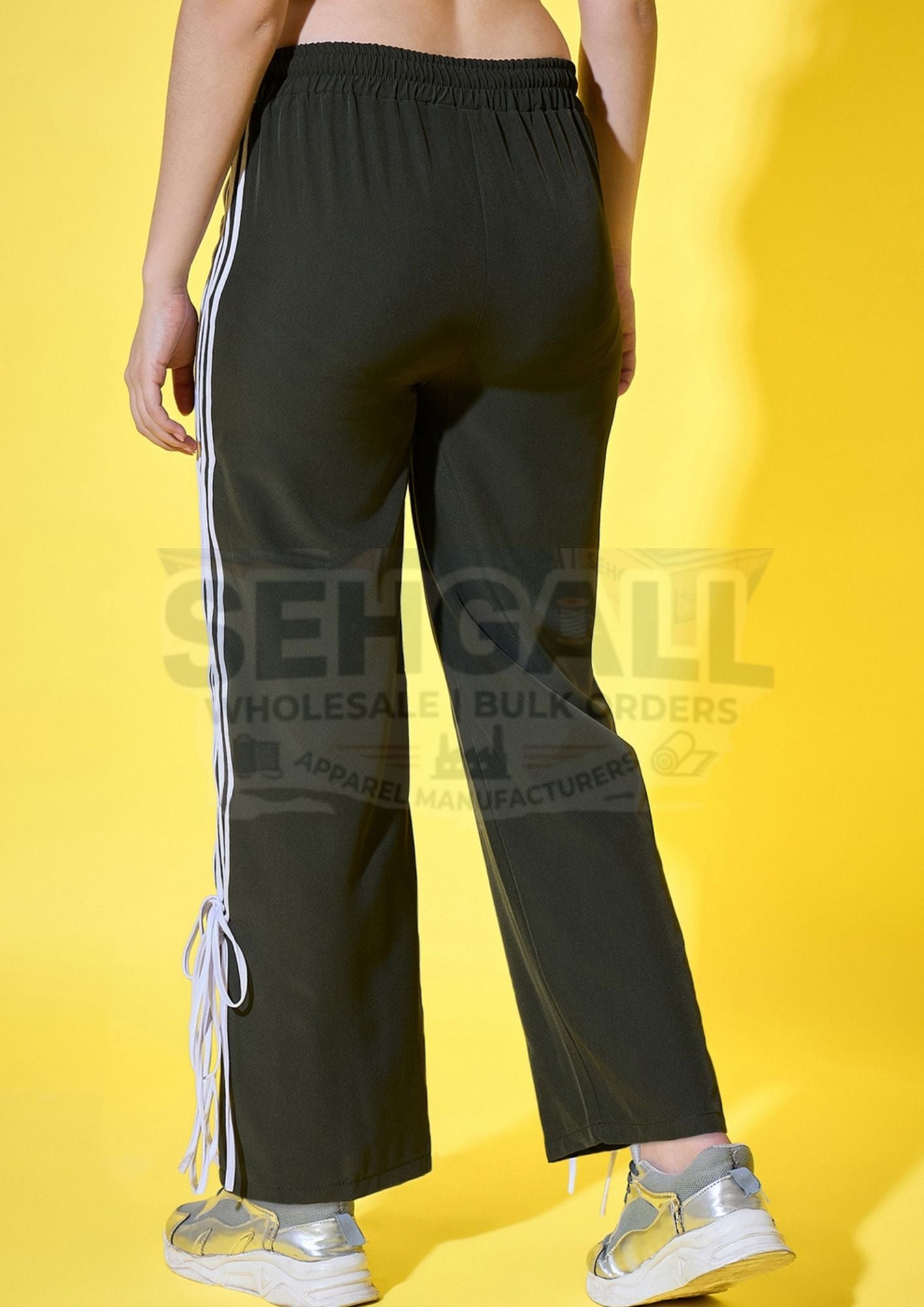 Sporty Women Track Pant with Side Stripes and Ankle Tie Detail-3560