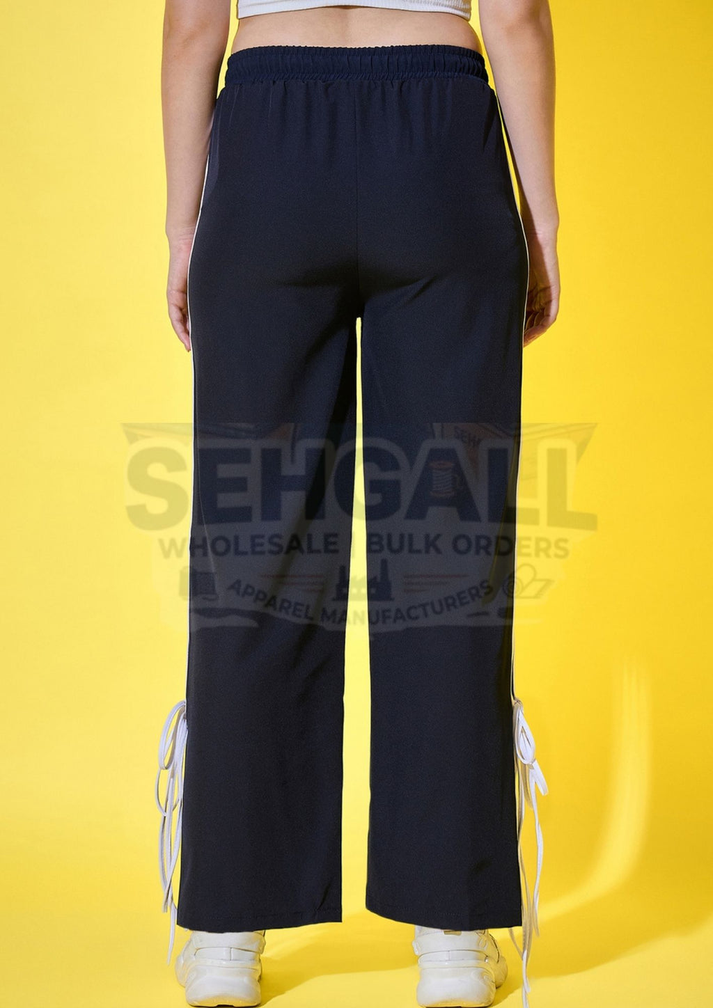 Sporty Women Track Pant with Side Stripes and Ankle Tie Detail-3560