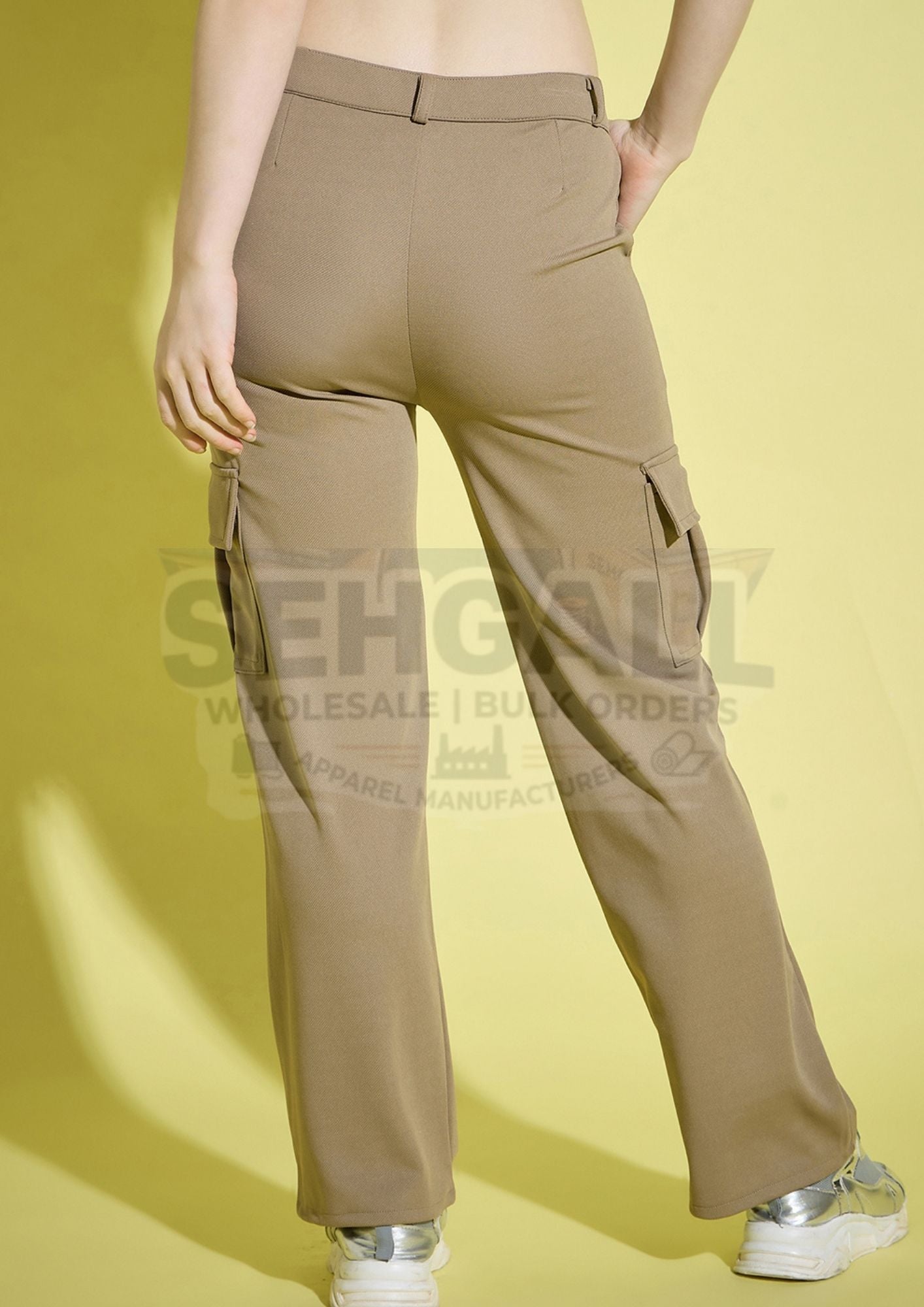 Women Straight Fit Solid Cargo Pant-3386