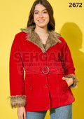 Velvet Winter Coat Jacket For Women-2672