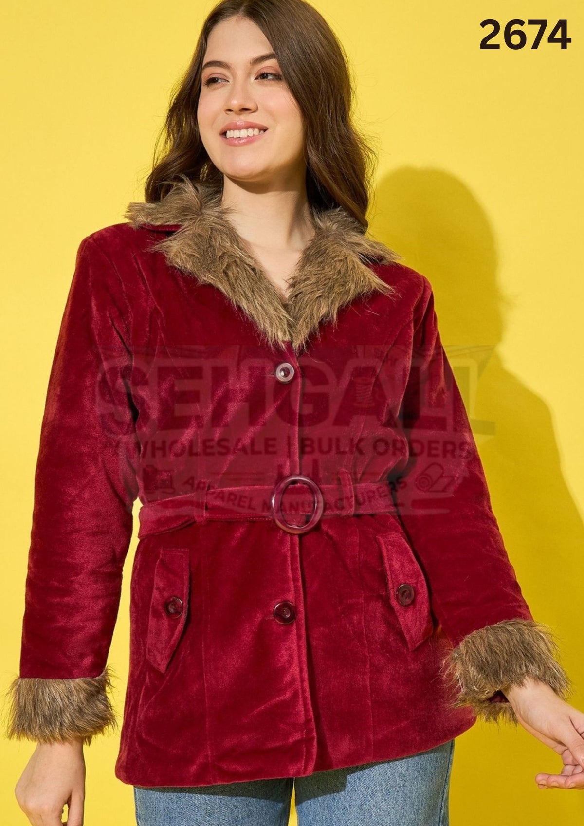 Velvet Winter Coat Jacket For Women-2676