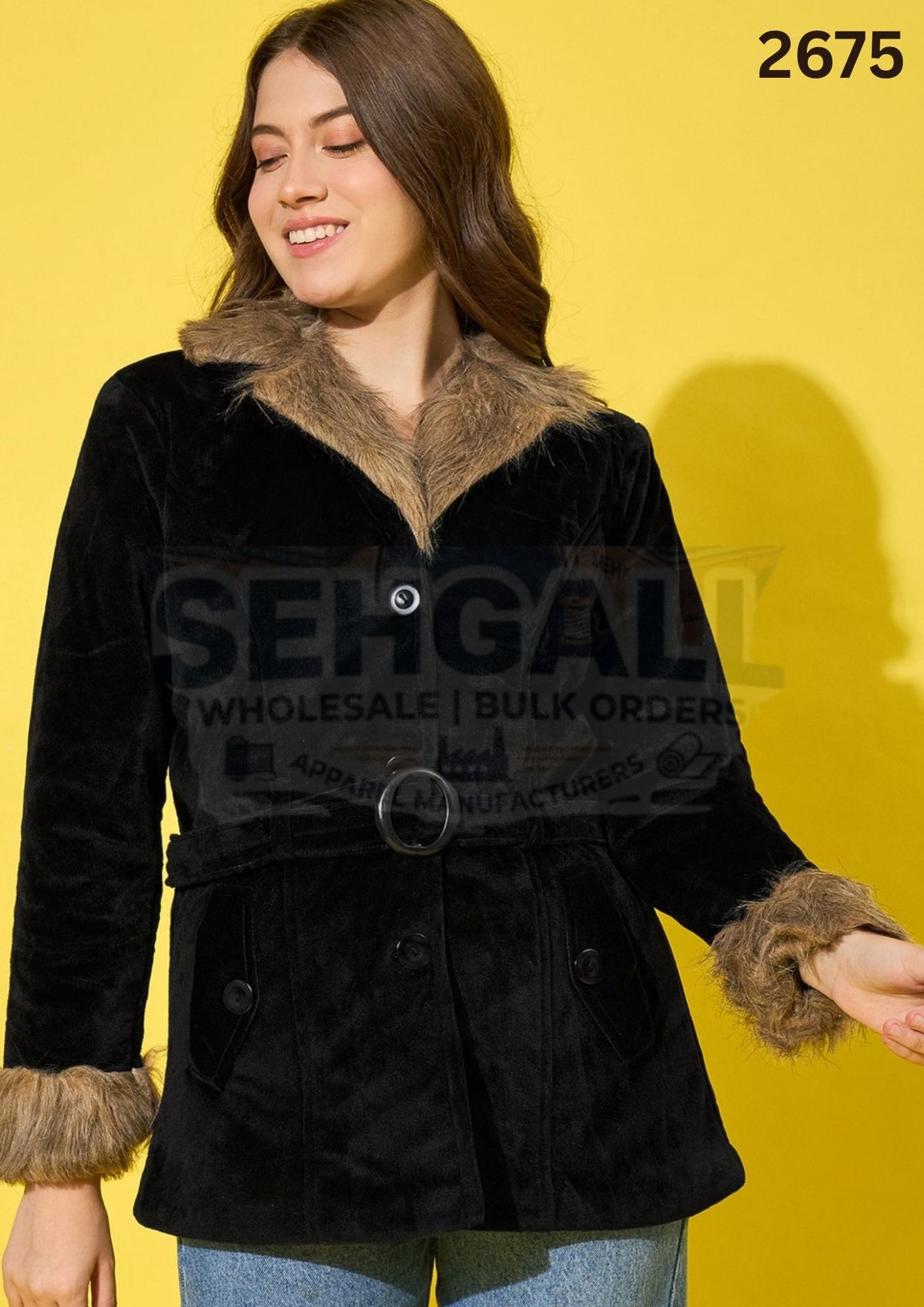 Velvet Winter Coat Jacket For Women-2676