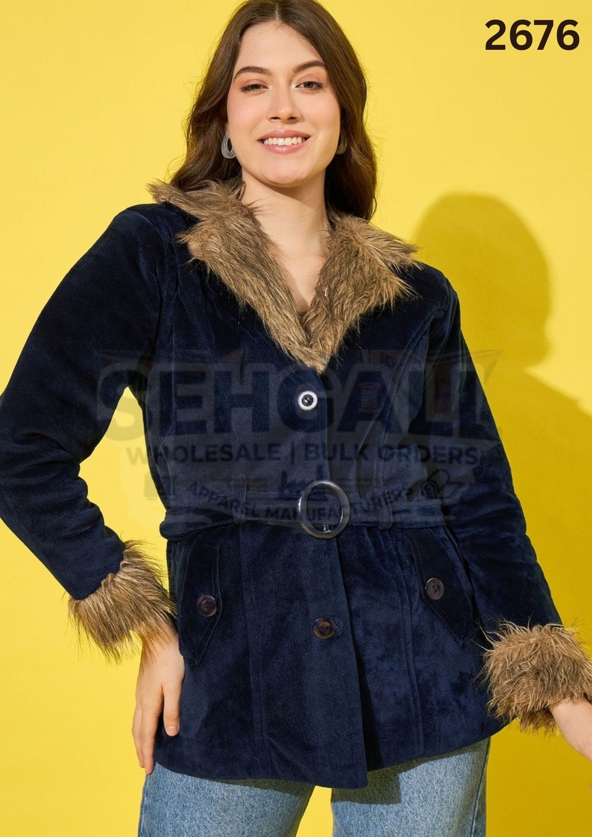Velvet Winter Coat Jacket For Women-2676
