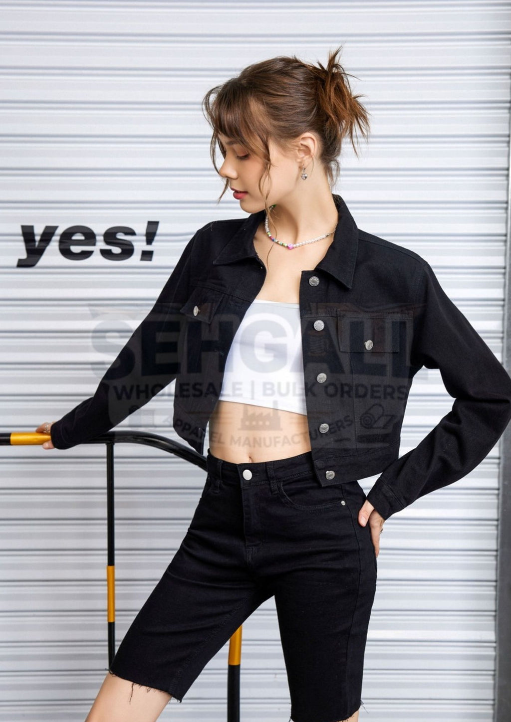 Twill Button Front Women Regular Jacket-2623