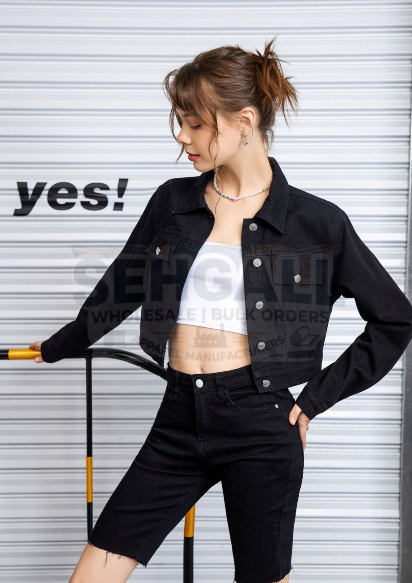 Twill Button Front Women Regular Jacket-2623