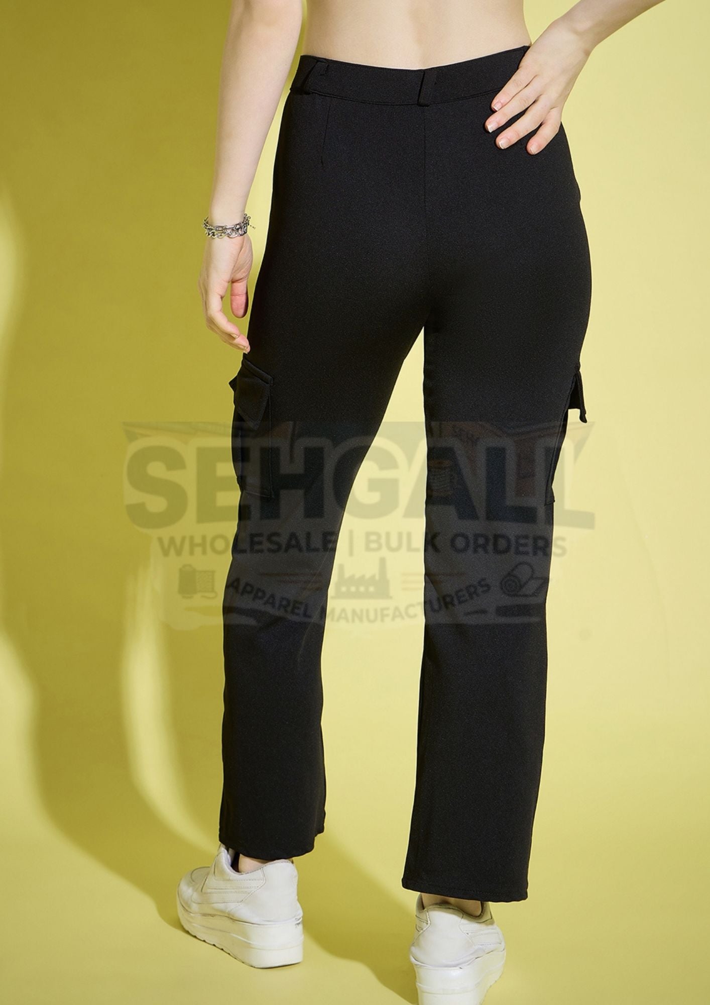 Women Straight Fit Solid Cargo Pant-3386