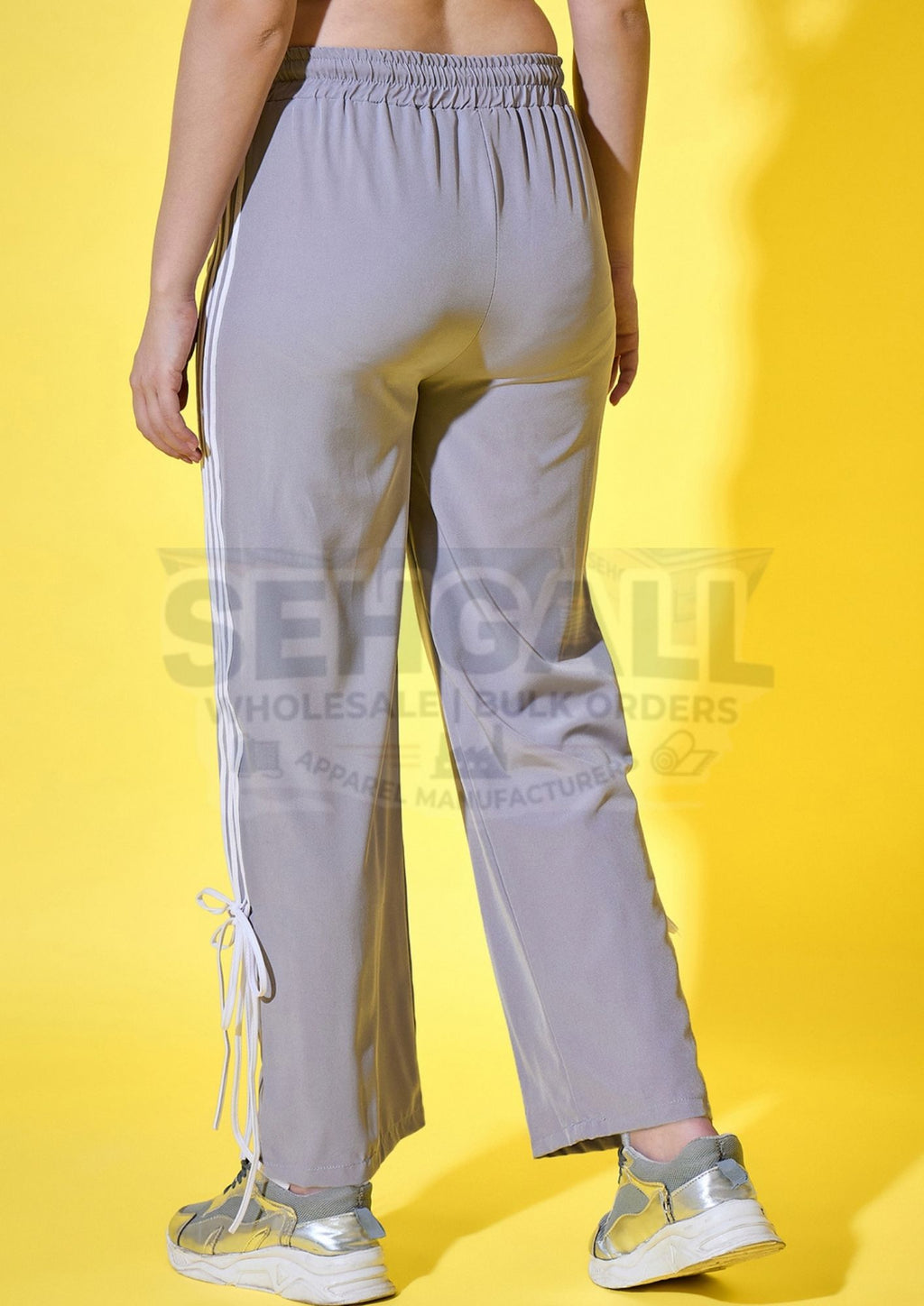 Sporty Women Track Pant with Side Stripes and Ankle Tie Detail-3560