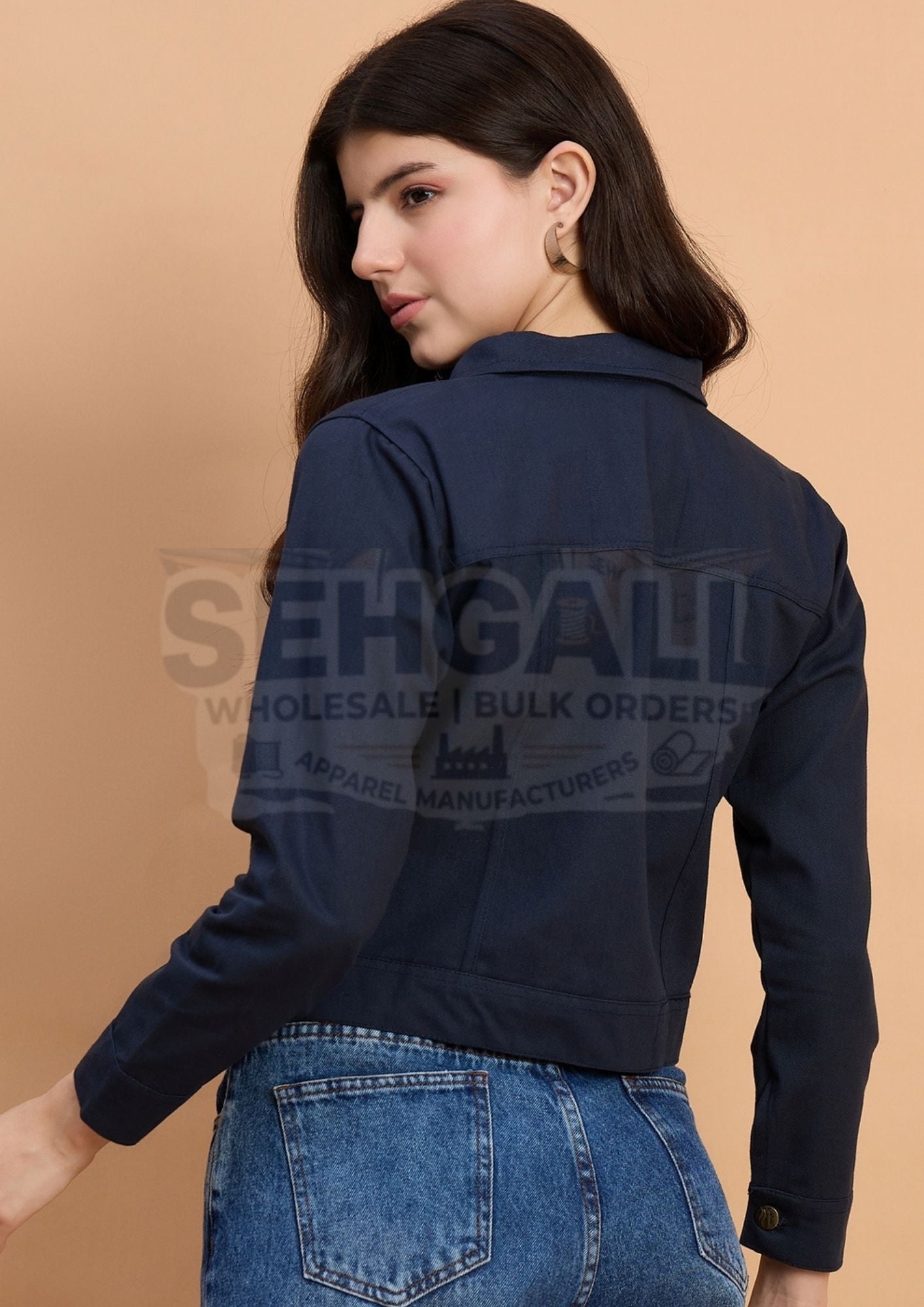 Twill Button Front Women Regular Jacket-2623