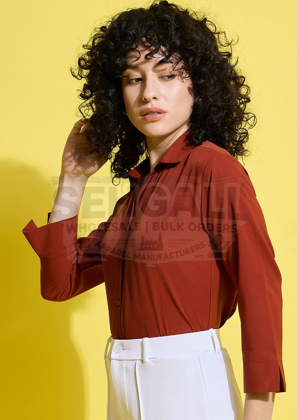 Crepe Solid Women Formal Shirt-3493