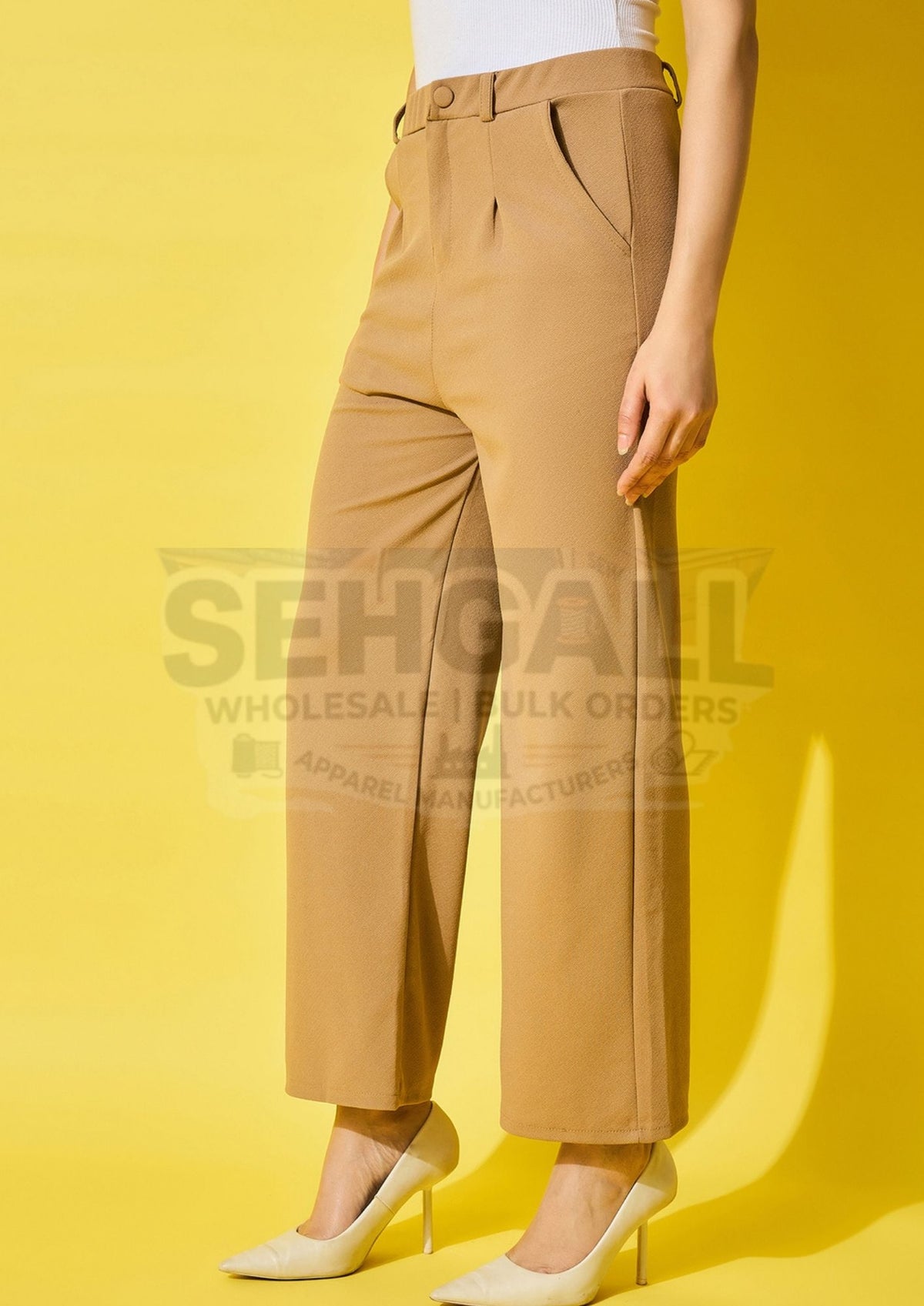 High Waist Solid Formal Women's Trouser Pant-3509