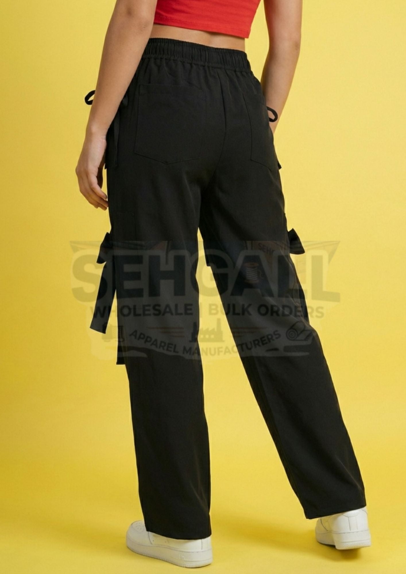 Relaxed Fit Cargo Pants with Bow Pocket Detail -3669