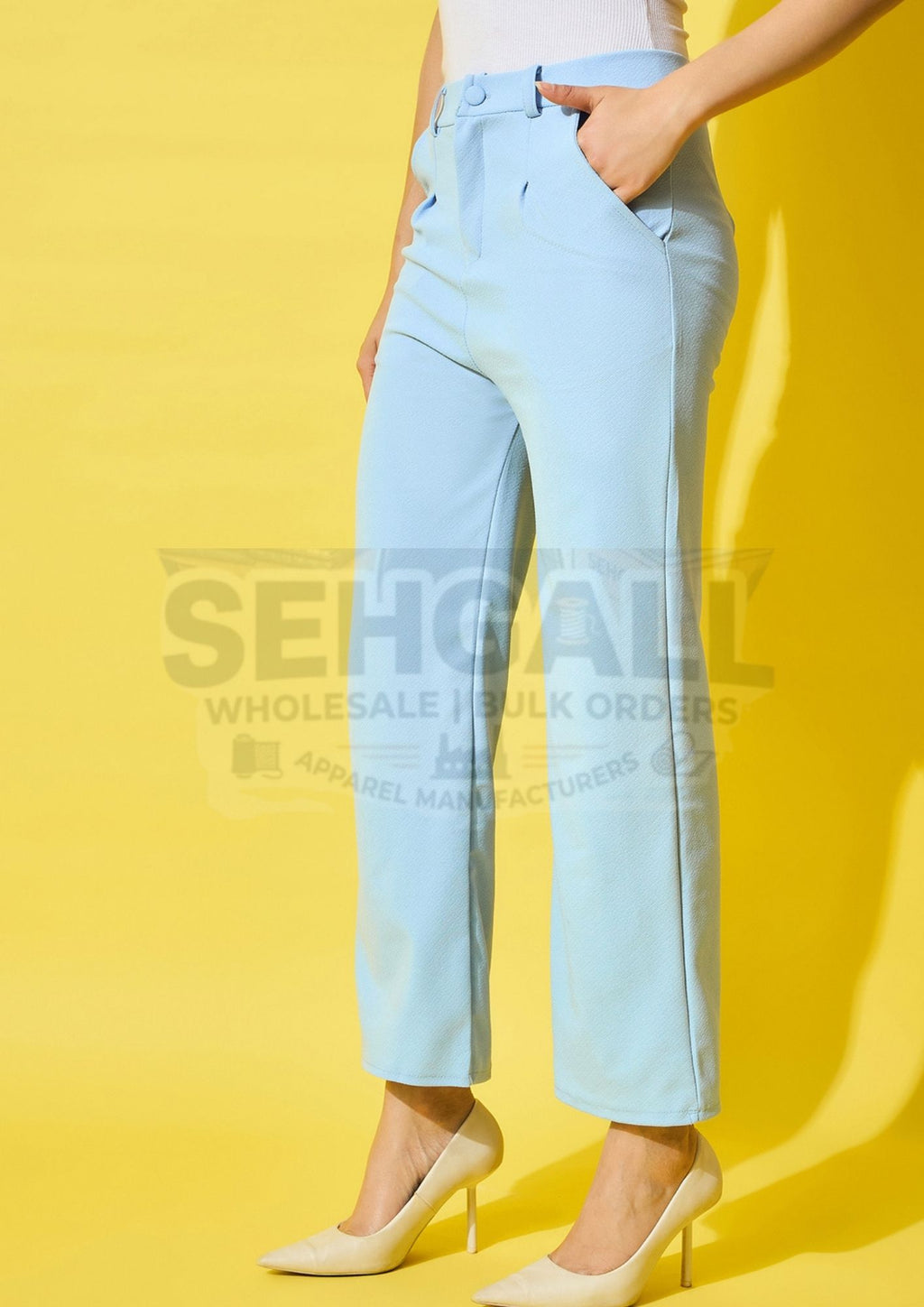 High Waist Solid Formal Women's Trouser Pant-3507