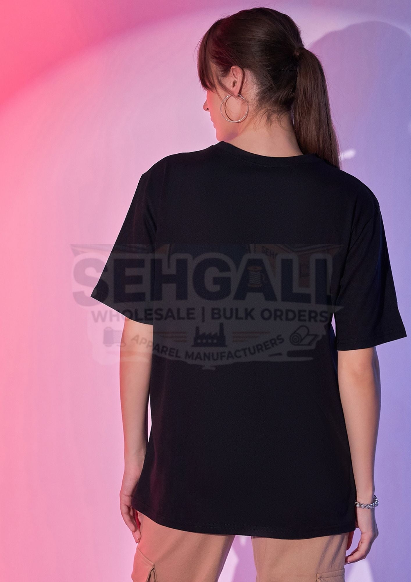 Solid Oversized Round Neck Women Long T-Shirt-3413