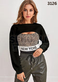 Solid Round Neck Stylish Women Bust Crop Top-3126