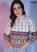 Bubble Sleeve Tribal Printed Women Shirt-3328