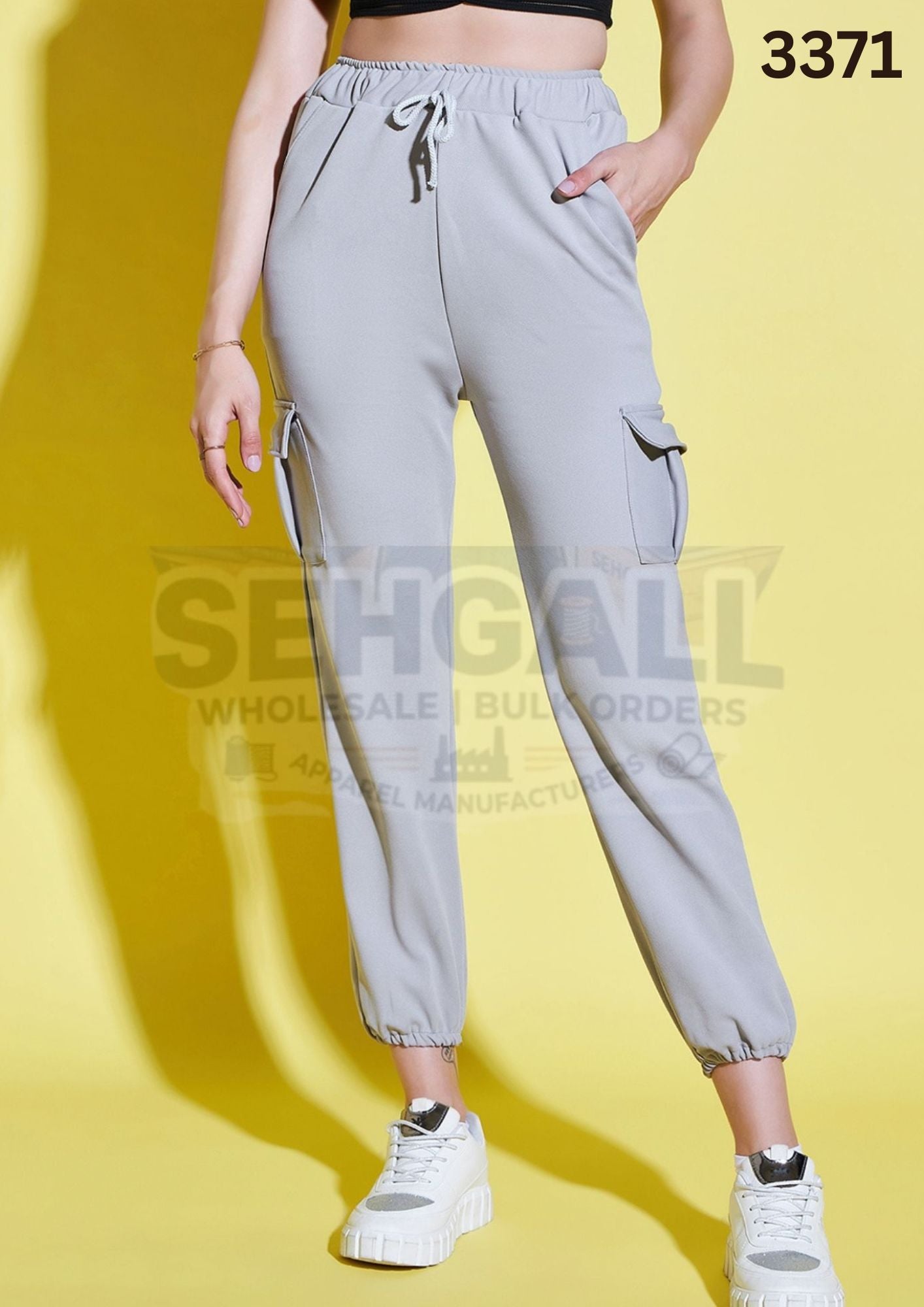 Lycra Blend Women Relaxed Fit Jogger Pant With Pockets-3371