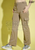 Women Straight Fit Solid Cargo Pant-3387