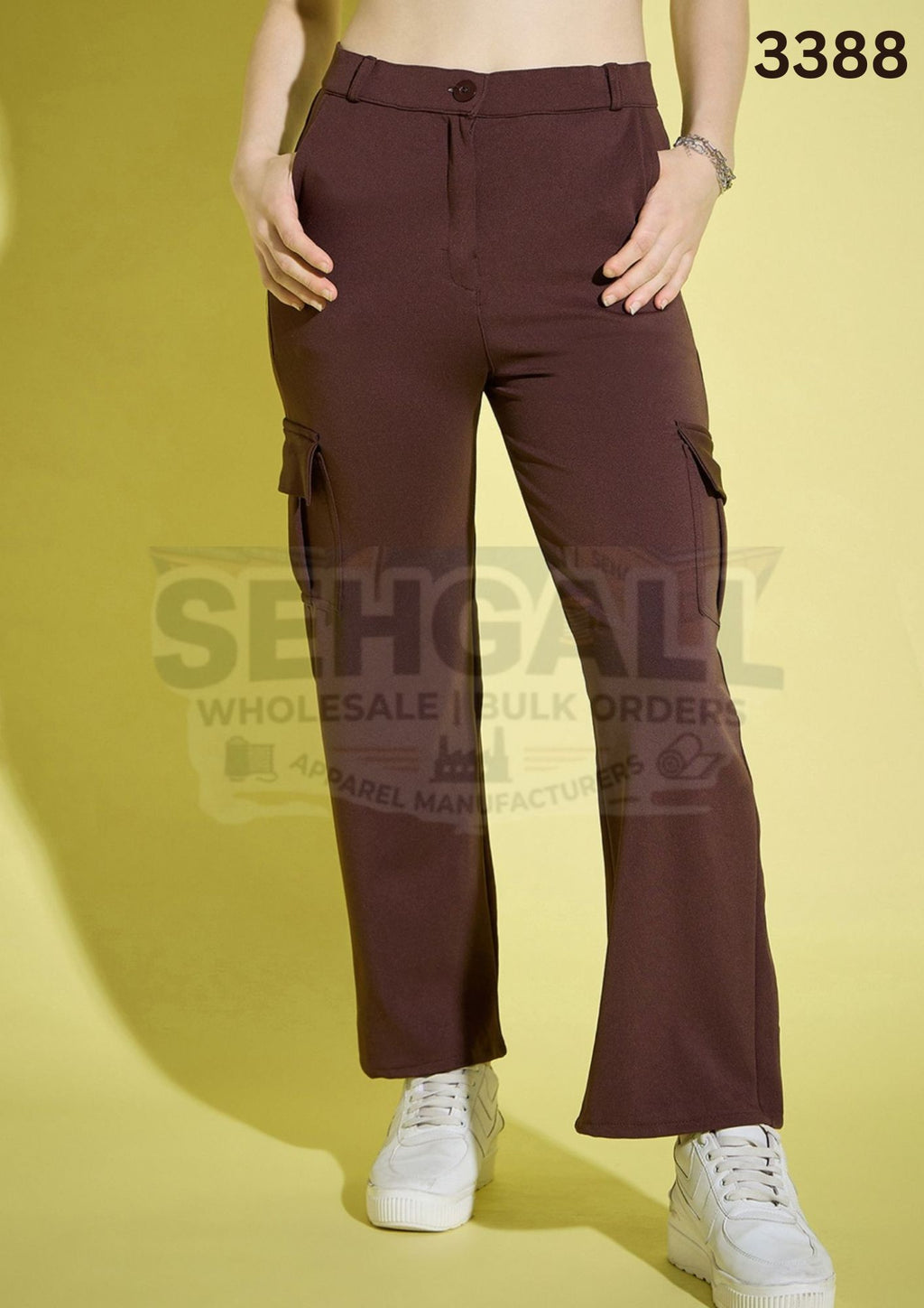 Women Straight Fit Solid Cargo Pant-3388
