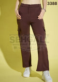Women Straight Fit Solid Cargo Pant-3388