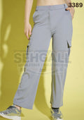 Women Straight Fit Solid Cargo Pant-3389