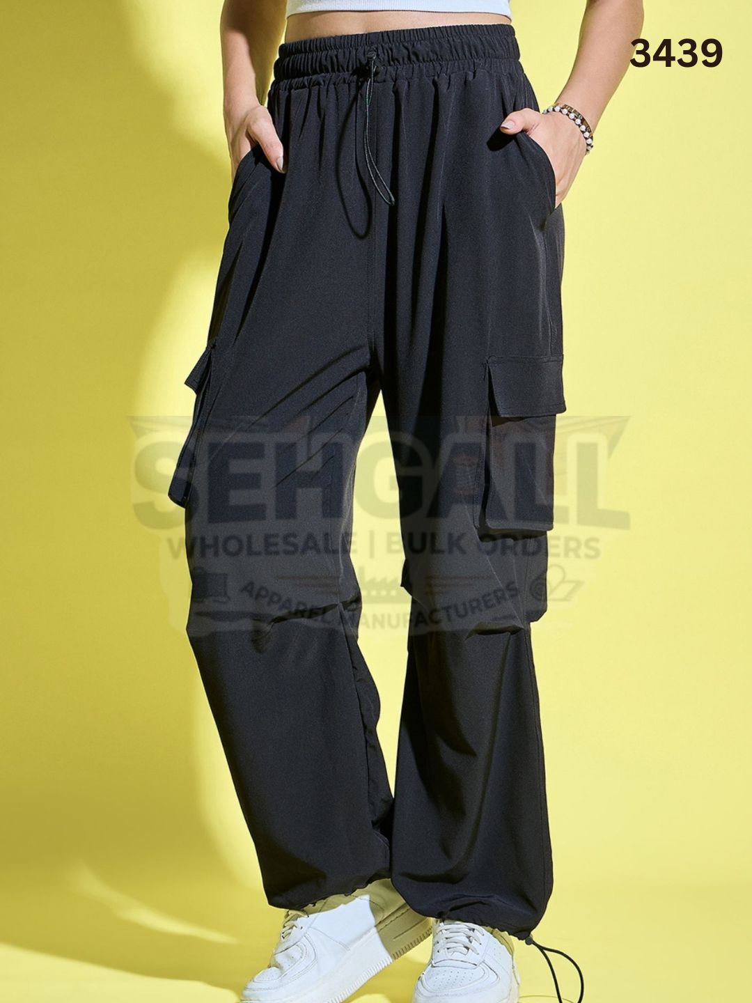 Women Loose Fit Parachute Cargo Pant-3439