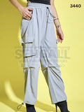 Women Loose Fit Parachute Cargo Pant-3440