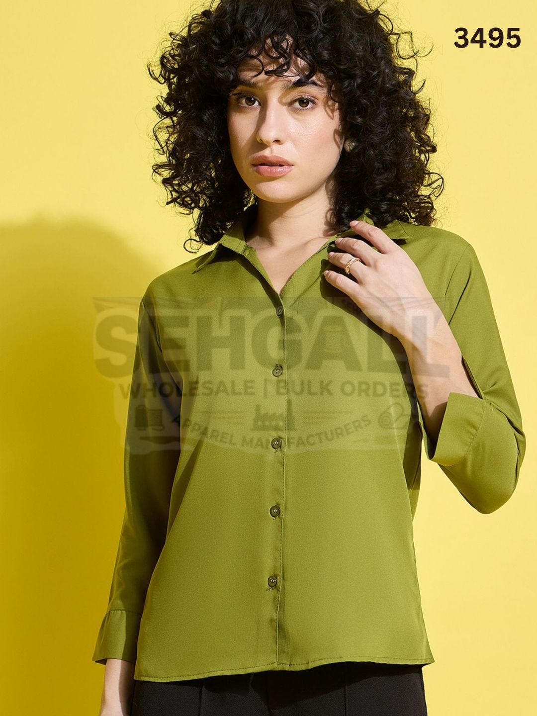 Crepe Solid Women Formal Shirt-3493
